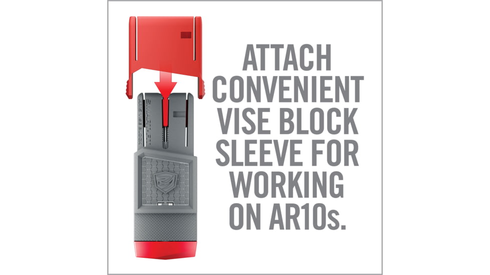 Real Avid Smart-Fit AR15 Vise Block with Sleeve for AR10, Grey, Red, Medium, AV1015SFVB