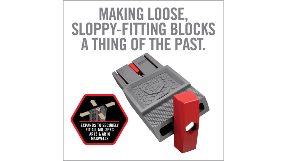 Real Avid Smart-Fit AR15 Vise Block with Sleeve for AR10, Grey, Red, Medium, AV1015SFVB