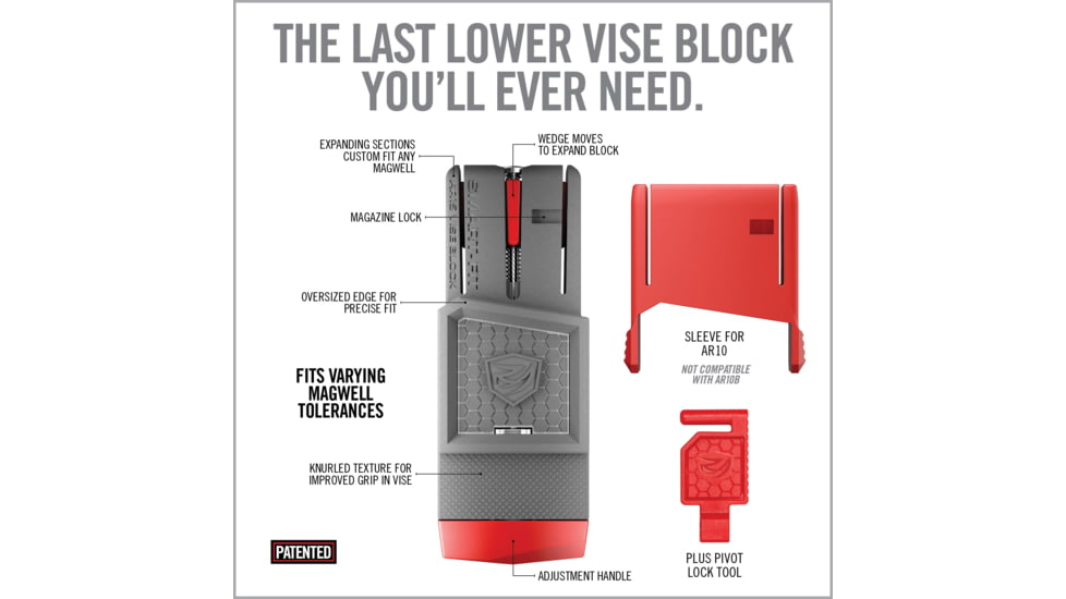 Real Avid Smart-Fit Vise Block Sleeve for AR10, Red, Small, AVAR10SFVBS
