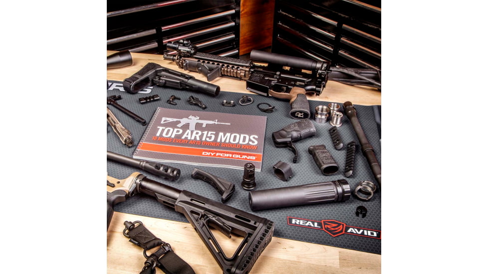 Real Avid Top AR15 Mods Instructional Book, Black, 18 Mods, AR15, AVTOPMODS