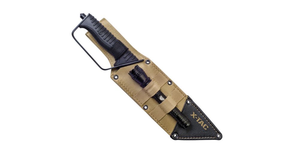 Real Avid X-TAC Tactical Knife &amp; LED Flashlight, Black, 9" AVATAC