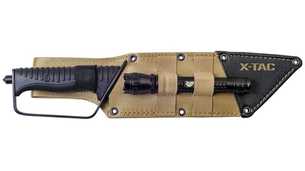 Real Avid X-TAC Tactical Knife &amp; LED Flashlight, Black, 9" AVATAC