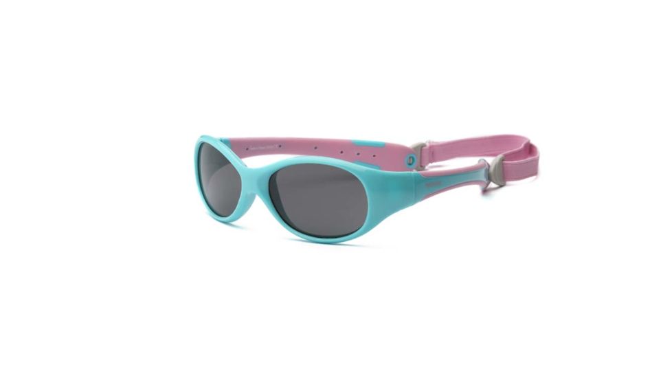 Real Kids Shades Aqua/Pink Double Injection Flex Fit Removable Band Frame with PC Smoke Lens 2+, Girls 2EXPAQPK
