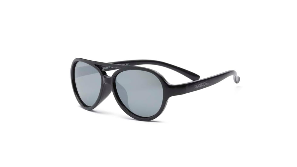 Real Kids Shades Black Aviator Flex Fit Frame with Silver Mirror Lens 7+, Unisex 7SKYBLK