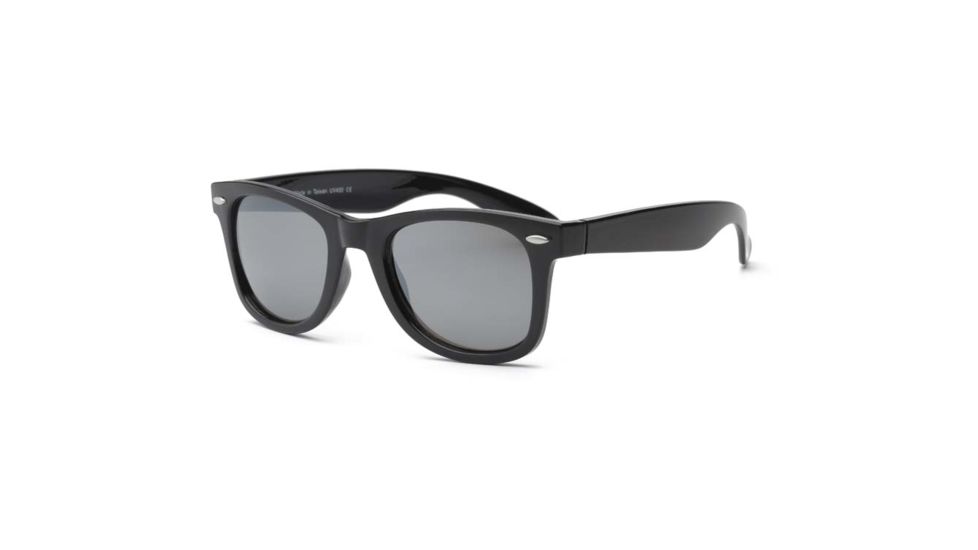 Real Kids Shades Black Square Frame/Black Temples Polycarbonate Frame with Silver Mirror Lens 10+, Unisex 10SWGBKBK