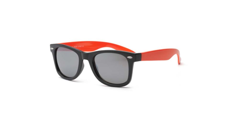 Real Kids Shades Black Square Frame/Neon Orange Temples Polycarbonate Frame with Silver Mirror Lens 10+, Unisex 10SWGBKOR