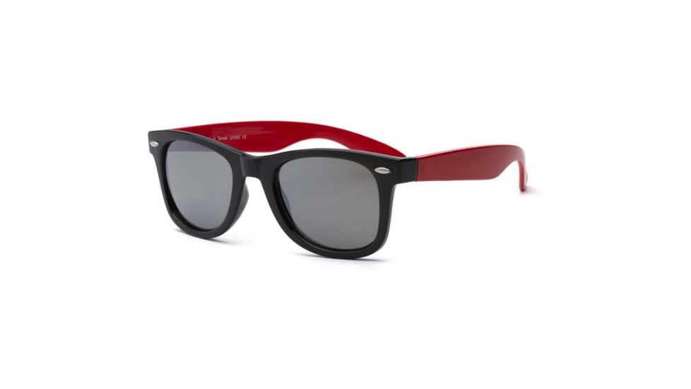 Real Kids Shades Black Square Frame/Red Temples Polycarbonate Frame with Silver Mirror Lens 10+, Unisex 10SWGBKRD