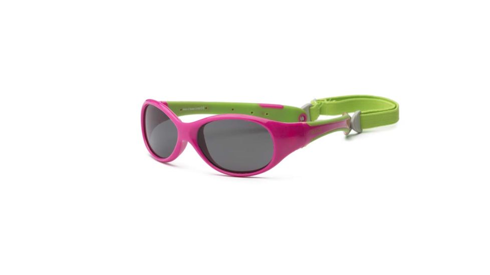 Real Kids Shades Cherry Pink/Lime Green Double Injection Flex Fit Removable Band Frame with PC Smoke Lens 2+, Girls 2EXPCPLM
