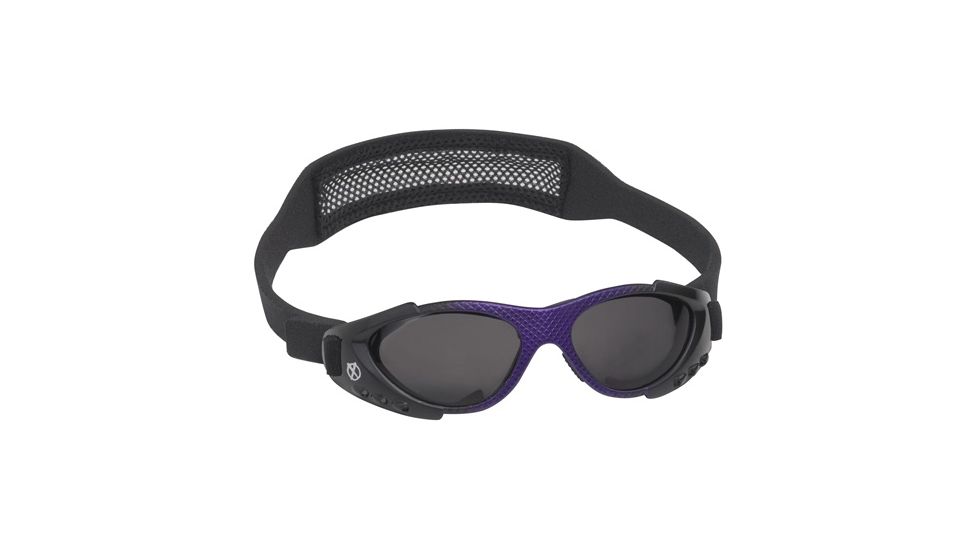 Real Kids Shades Xtreme Sport Sunglasses 7 - 12 Years - Purple Matte Metallic &amp; Shiny Black w/ Black Mesh Band 712XTRSBLKPURP