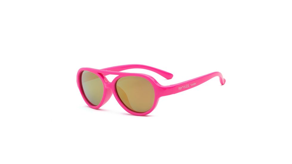 Girl's Unbreakable Explorer Sunglasses, Neon Pink Frame with Pink Mirror Lens, Toddler