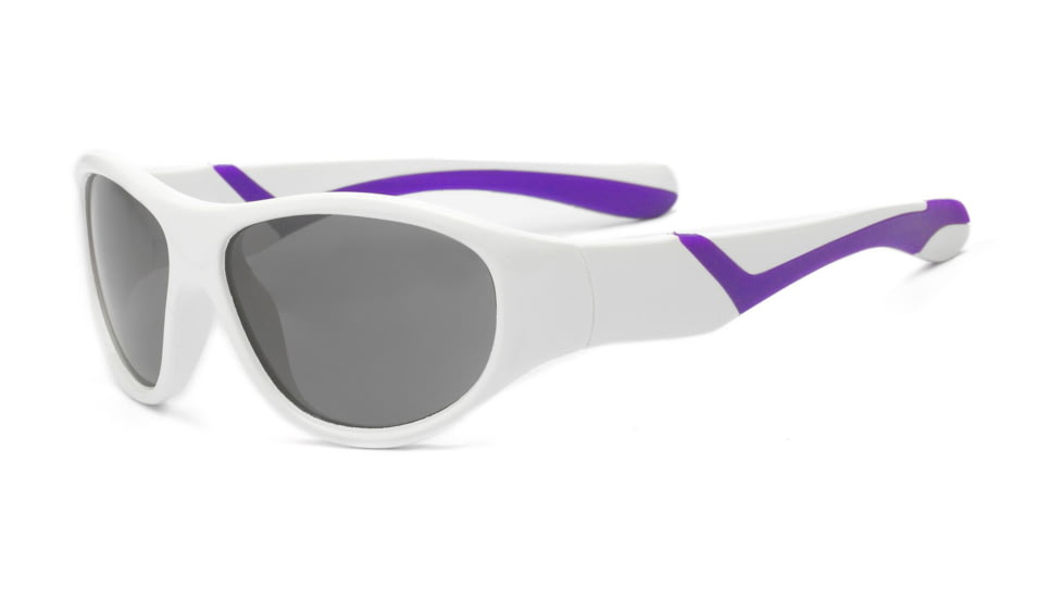 Real Kids Shades Girl's Unbreakable Sunglasses, White/Purple Frame with Polarized Smoke Lens, Youth 7DISWHPUP2