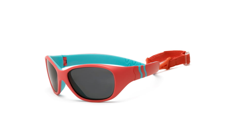 Real Kids Shades Unbreakable Adventure Sunglasses, Coral/Light Turquoise Frame with Polarized Smoke L, Kid 4ADVCOTUP2