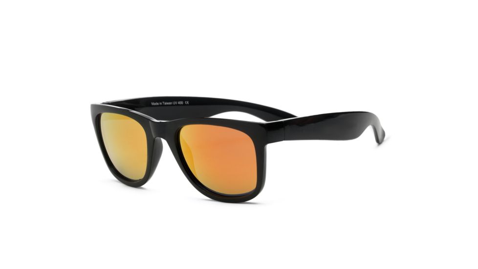 Real Kids Shades Unbreakable Waverunner FlexFit Sunglasses, Black Frame with Orange Revo Lens, Young Adult 10WAVBKORR