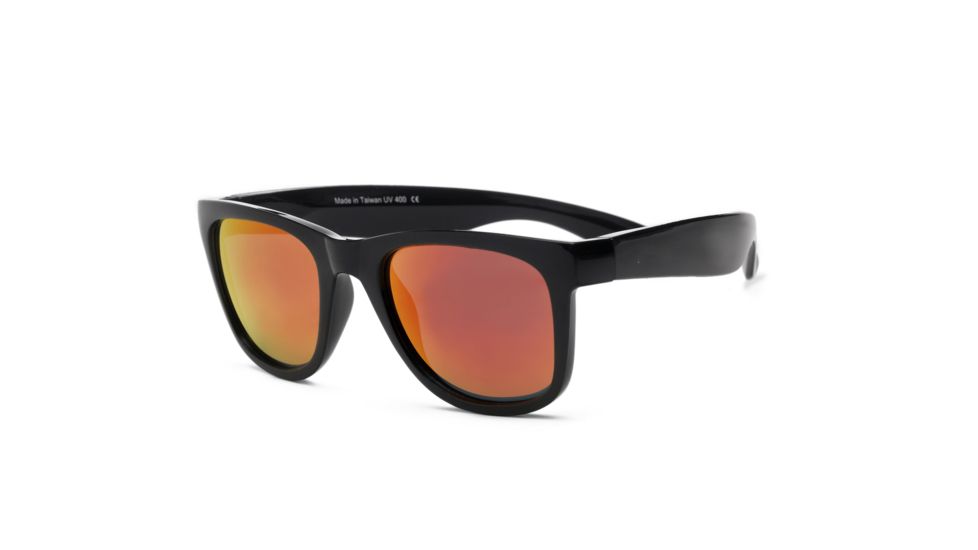 Real Kids Shades Unbreakable Waverunner FlexFit Sunglasses, Black Frame with Black Red Revo Lens, Young Adult 10WAVBKRDR