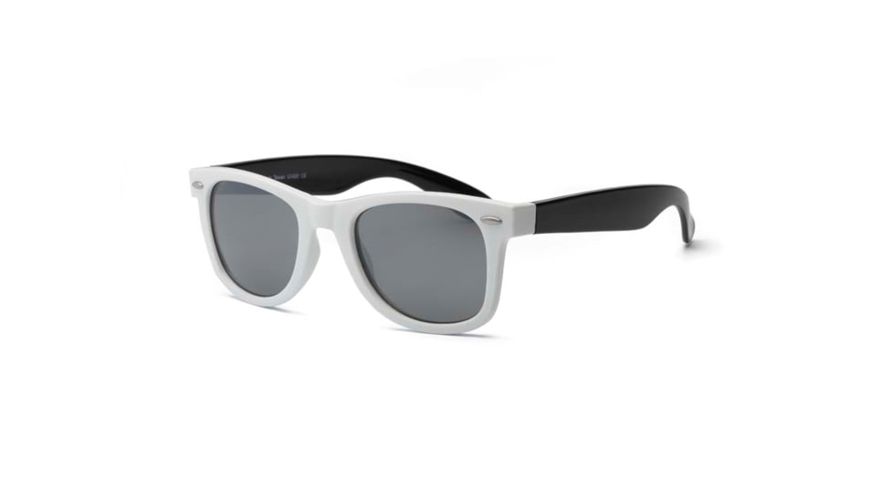 Real Kids Shades White Square Frame/Black Temples Polycarbonate Frame with Silver Mirror Lens 10+, Unisex 10SWGWHBK