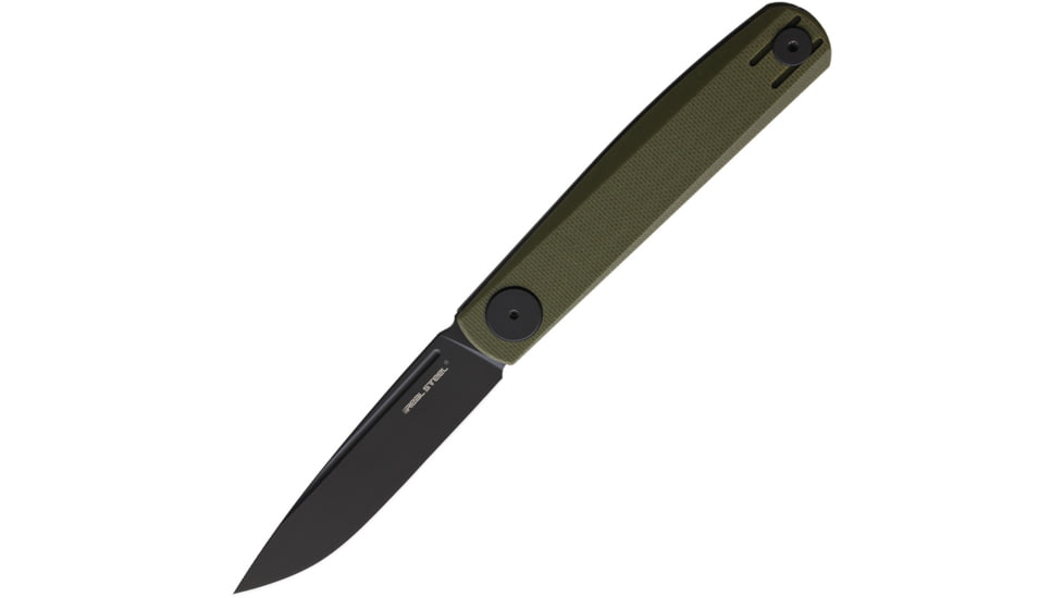 Real Steel Gslip Compact Green G10 Folding Knife, 3.5 black finish VG-10 stainless blade, OD green G10 handle, 7866