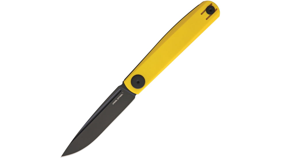 Real Steel GSlip Slipjoint Yellow Folding Knife, 3.5 black finish VG-10 stainless blade, Yellow G10 handle, 7843