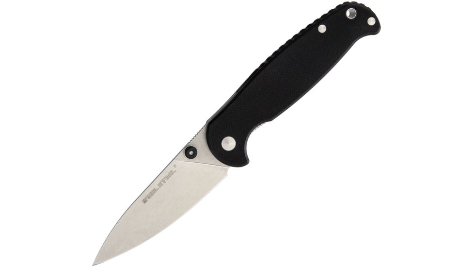 Real Steel H6 Elegance Linerlock Black Folding Knife,3.75in,Standard Edge,Satin,Black,G10 Handle RS7613