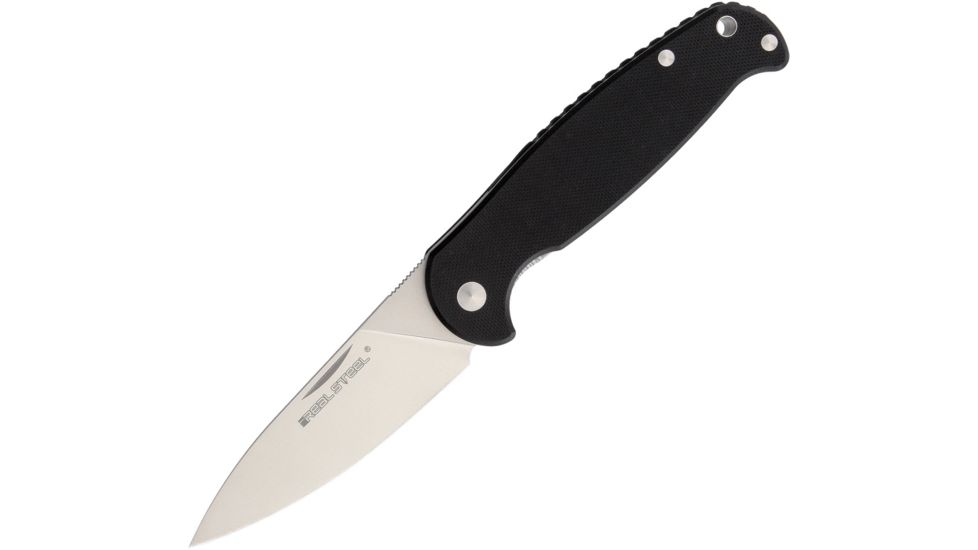 Real Steel H6 Free Linerlock Satin Folding Knife,3.75in,Standard Edge,Satin,Black,G10 Handle RS7621