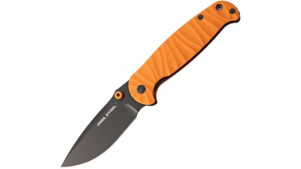 Real Steel H6 Orange Black Blade Folding Knife,3.75in,Sandvik 14C28N Steel,Orange,G10 Handle RS7782