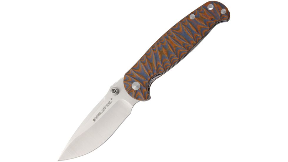 Real Steel H6 Orange/Black Satin Folding Knife,3.75in,Sandvik 14C28N Steel,Satin,Orange and Black,G10 Handle RS7783