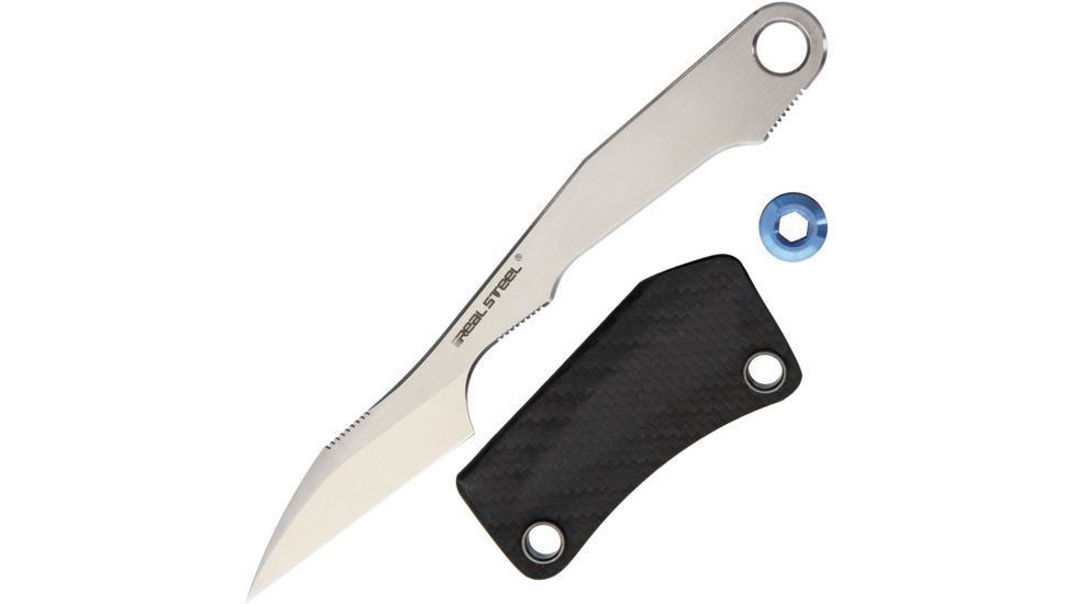 Real Steel Kiridashi Fixed Blade Knife, Standard Edge, Satin, Handle RS3721