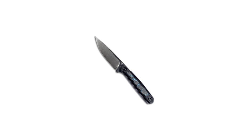Real Steel Dex Fixed Blade Knife, 3.15in, Bohler M390 Stainless Steel, Drop Point Blade, Carbon Fiber, G-10, Black/Blue Handle, Black/Blue/Silver, 7.09 inch, BHQ-221770
