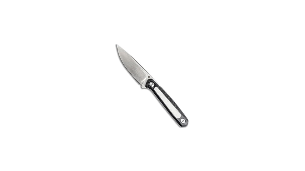 Real Steel Dex Fixed Blade Knife, 3.15in, Bohler M390 Stainless Steel, Drop Point Blade, Carbon Fiber, G-10, Black/White Handle, Black/White/Silver, 7.09 inch, BHQ-221772
