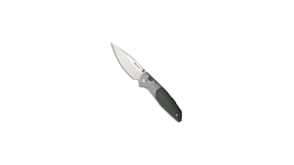 Real Steel Real Steel Hoeft Button Lock Knife Green Micarta 3.3" Satin, Green, CPM S35VN, adult, BHQ-210383