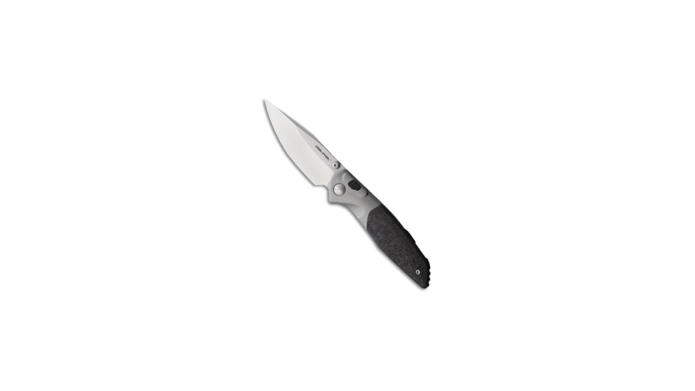 Real Steel Real Steel Hoeft Button Lock Knife Shred Carbon Fiber 3.3" Satin, Black, CPM S35VN, adult, BHQ-212969