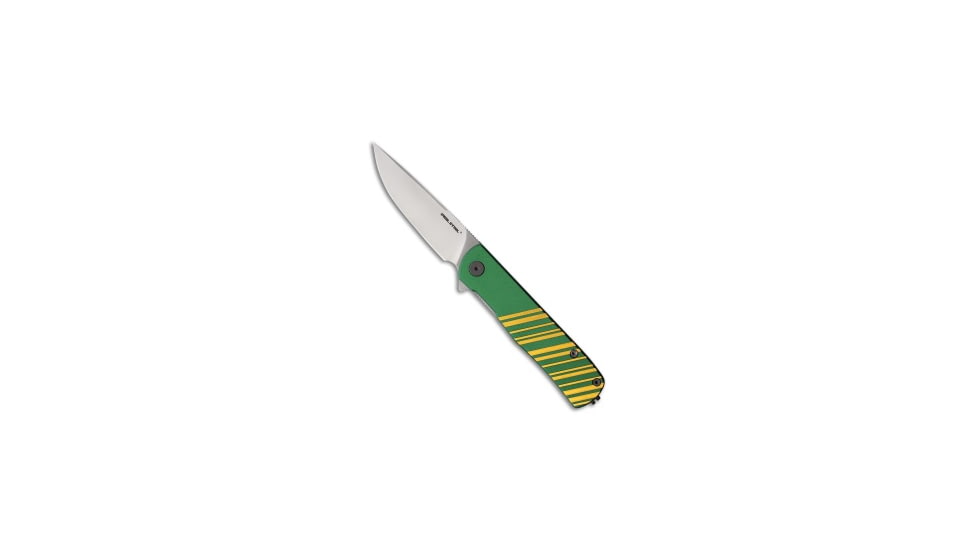 Real Steel Real Steel Karly Liner Lock Knife Gold/Green Aluminum 3.1" Satin, Gold/Green, VG10, adult, BHQ-208550