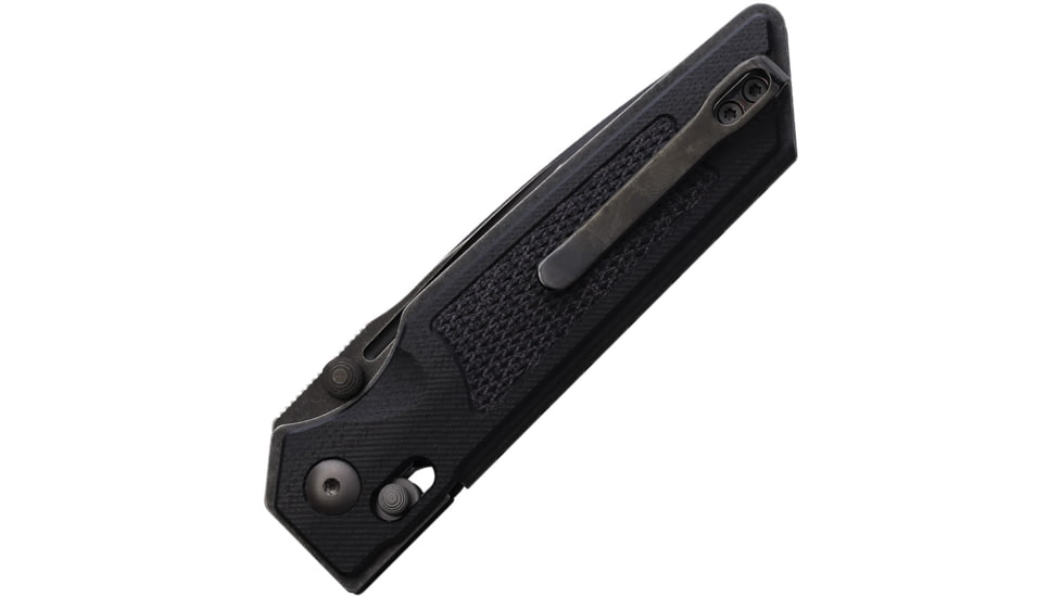 Real Steel Sacra TAC Folding Knife, 3in, Steel, Serrated, Tanto, G10 Handle, Black, 7713B