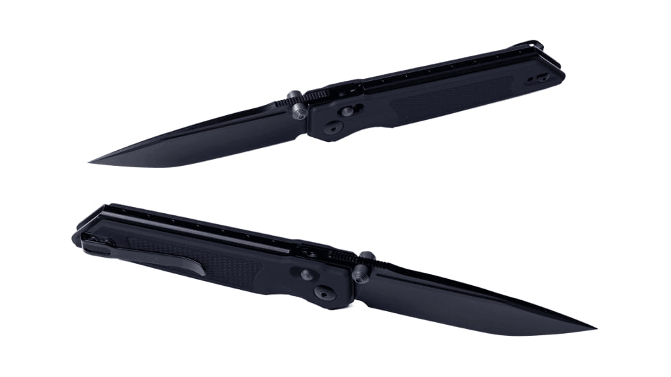 Real Steel Sacra TAC Folding Knife, 3in, Steel, Tanto, G10 Handle, Black, 7712B