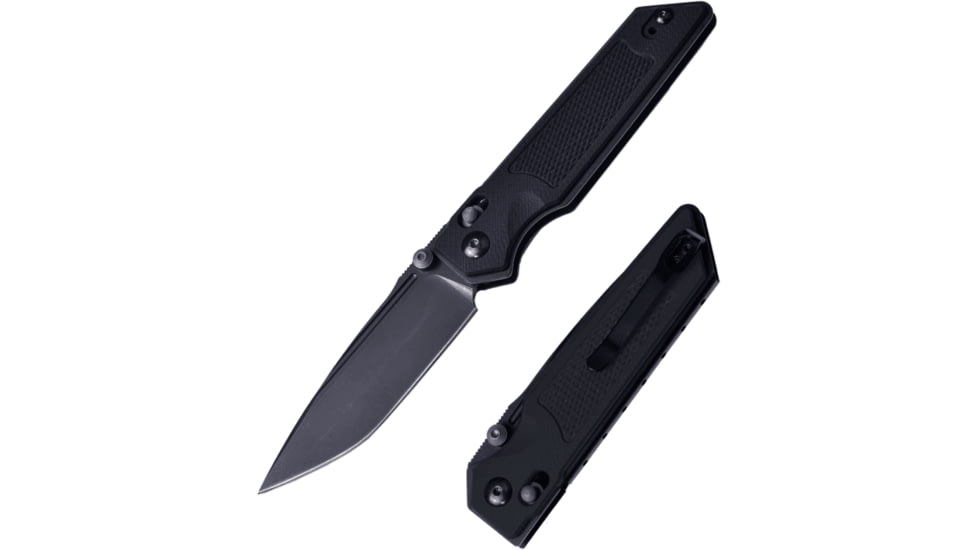 Real Steel Sacra TAC Folding Knife, 3in, Steel, Tanto, G10 Handle, Black, 7712B
