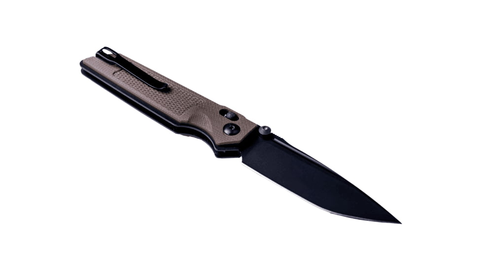 Real Steel Sacra TAC Folding Knife, 3in, Steel, Tanto, G10 Handle, Coyote, 7712C