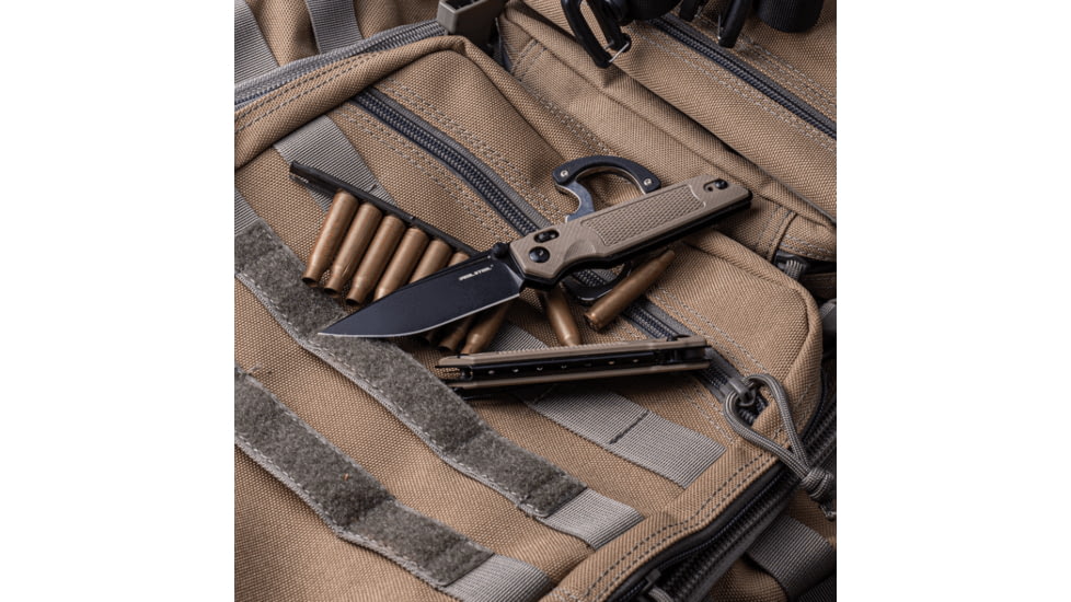 Real Steel Sacra TAC Folding Knife, 3in, Steel, Tanto, G10 Handle, Coyote, 7712C