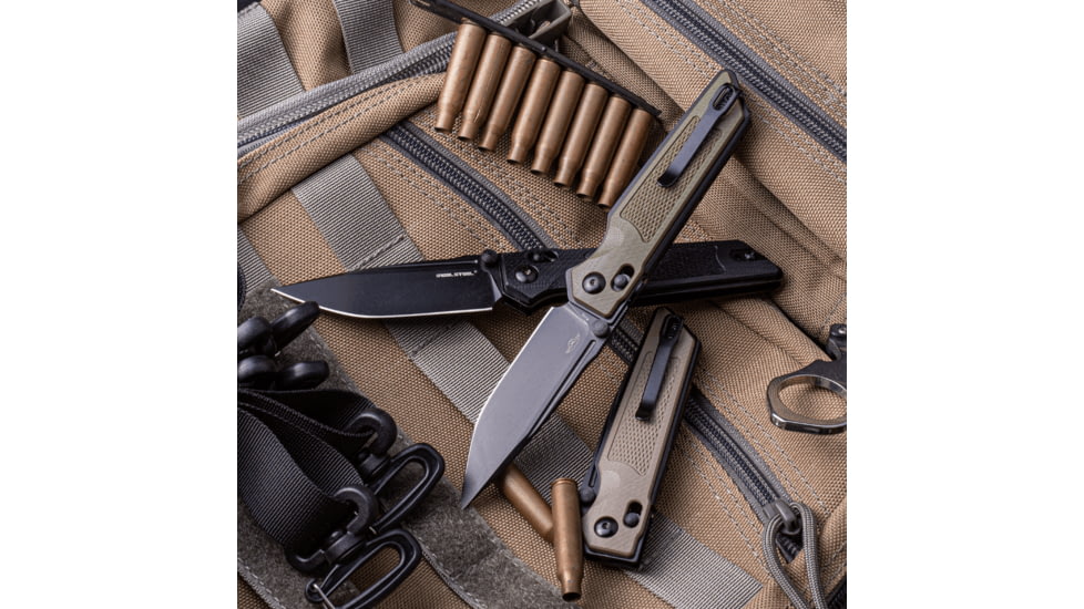 Real Steel Sacra TAC Folding Knife, 3in, Steel, Tanto, G10 Handle, Coyote, 7712C