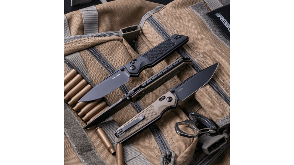 Real Steel Sacra TAC Folding Knife, 3in, Steel, Tanto, G10 Handle, Coyote, 7712C