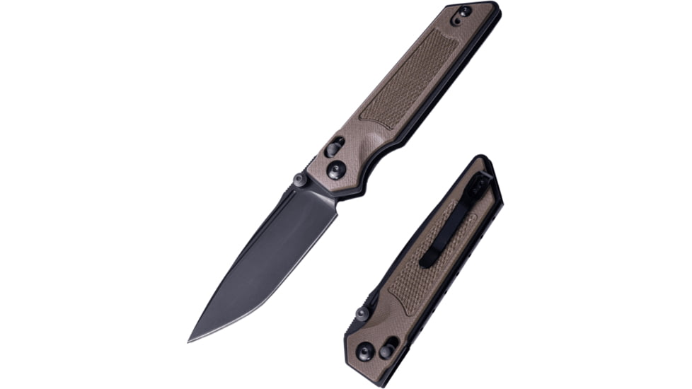 Real Steel Sacra TAC Folding Knife, 3in, Steel, Tanto, G10 Handle, Coyote, 7712C