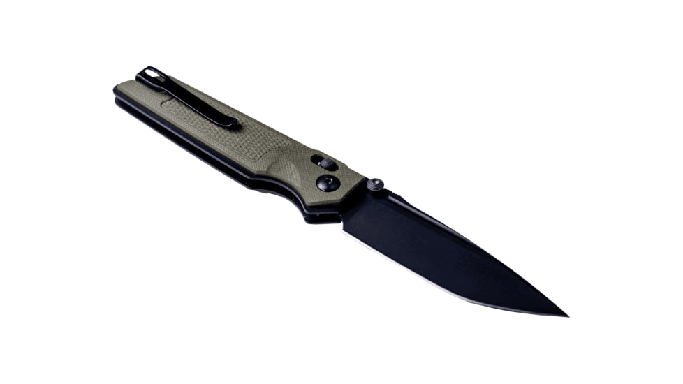 Real Steel Sacra TAC Folding Knife, 3in, Steel, Tanto, G10 Handle, OD Green, 7712G