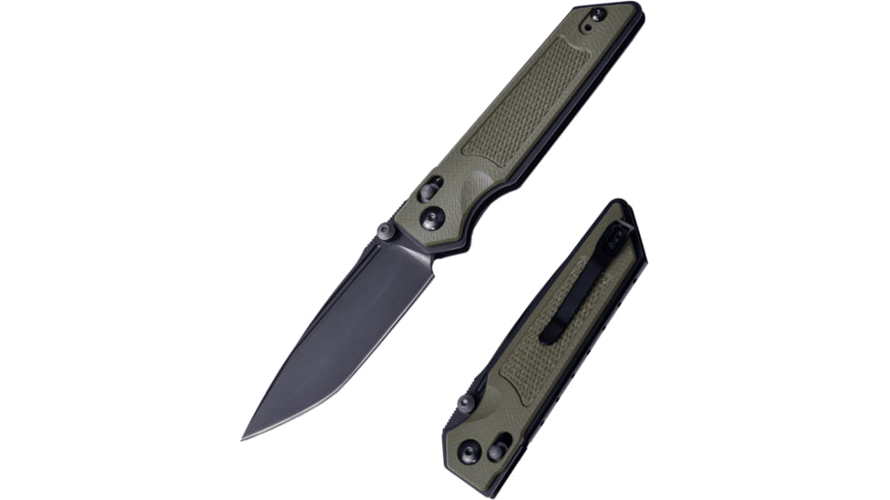 Real Steel Sacra TAC Folding Knife, 3in, Steel, Tanto, G10 Handle, OD Green, 7712G