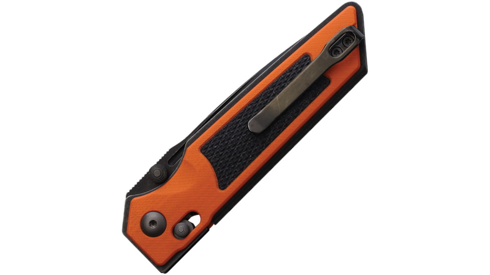 Real Steel Sacra TAC Folding Knife, 3in, Steel, Serrated, Tanto, G10 Handle, Orange, 7713OB