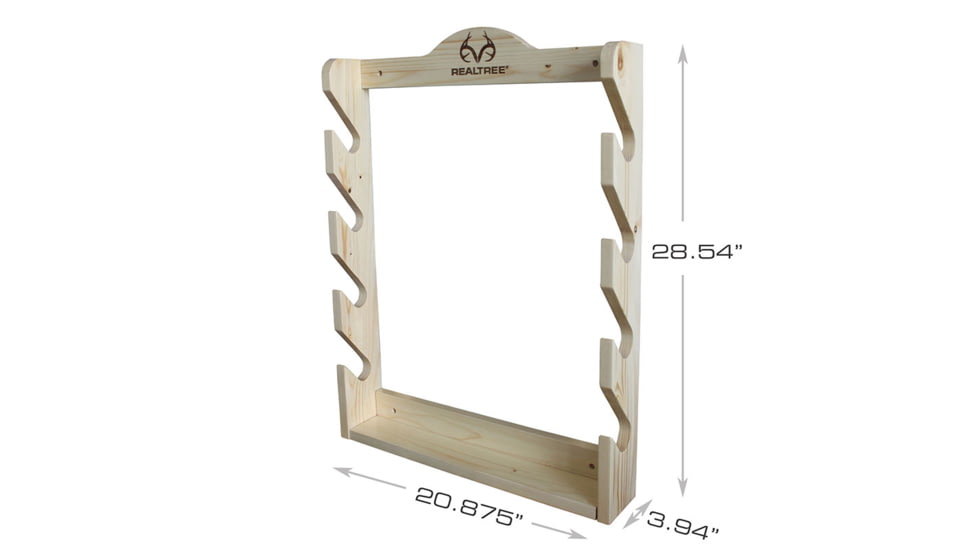 Realtree 4 Gun Wall Storage Rack, Pine, White Pine, 21 x 5 x 28, 39-4000