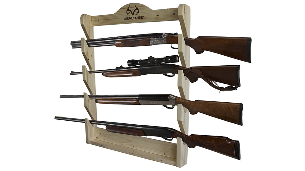 Realtree 4 Gun Wall Storage Rack, Pine, White Pine, 21 x 5 x 28, 39-4000