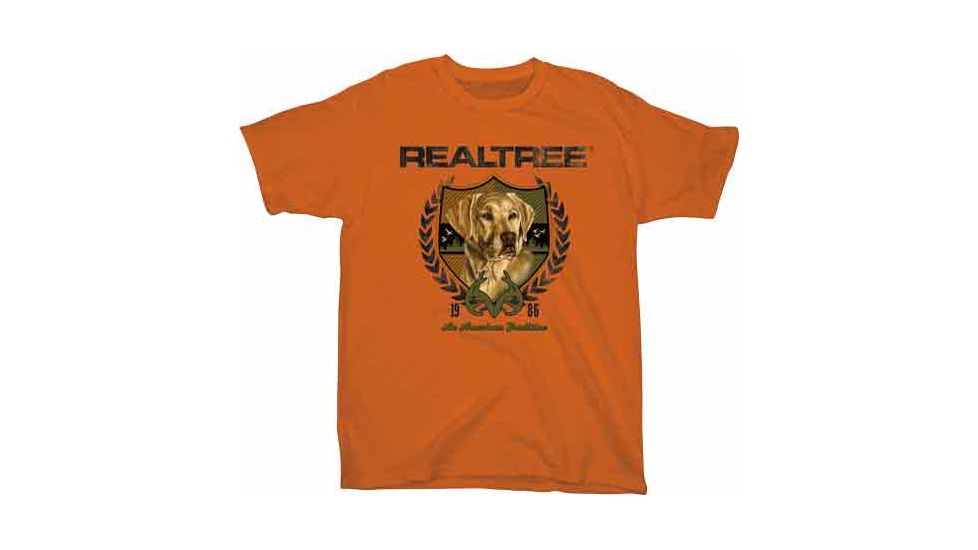 Realtree Rt Youth's T-shirt ''lab Crest'' Medium Texas Orange