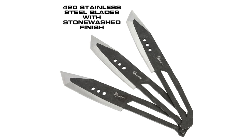 Reapr 3 Piece Chuk Throwing Knives Set, 8in Overall, Black, 11071
