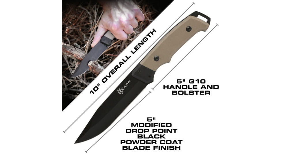 Reapr Brigade Fixed Blade Knife, 5in, 420 Stainless, Black Powdercoated, 11009