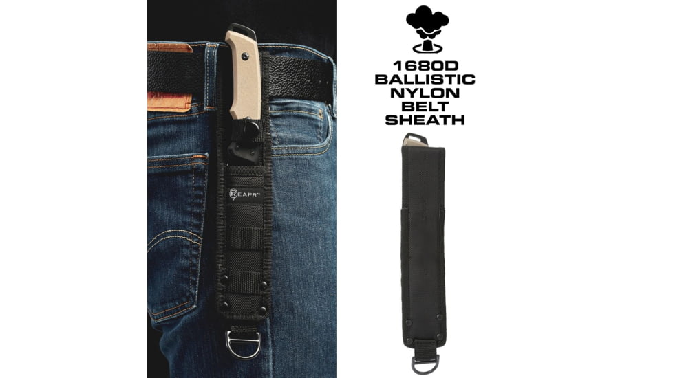 Reapr Brigade Fixed Blade Knife, 5in, 420 Stainless, Black Powdercoated, 11009