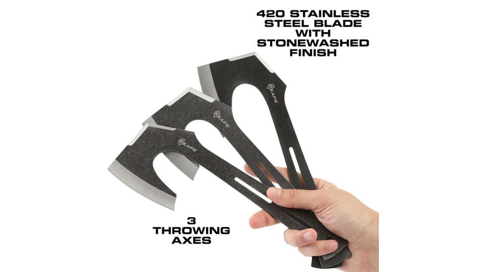 Reapr Chuk 3 Piece Throwing Axe Set, Stonewashed Stainless, 11023