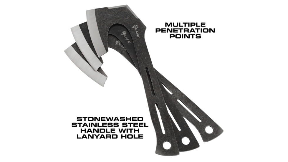 Reapr Chuk 3 Piece Throwing Axe Set, Stonewashed Stainless, 11023